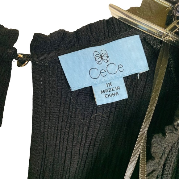 CeCe Crinkle Rayon Jumpsuit 1X Black 3135 - Picture 6 of 11